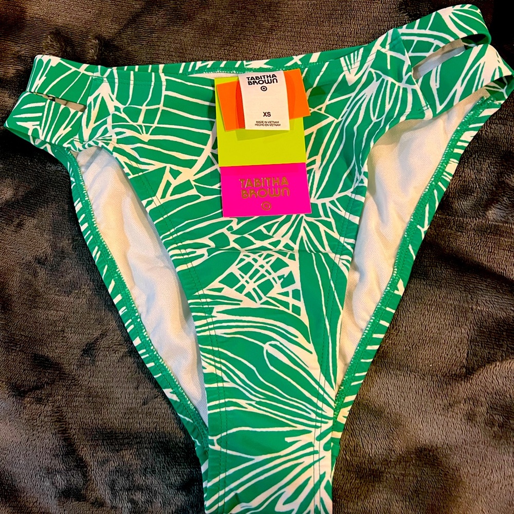 Green floral cut out bikini bottoms